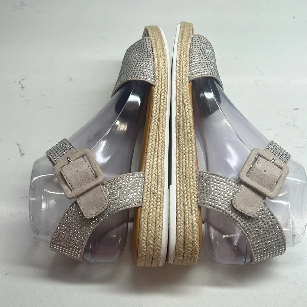 GB Kaygan2 Rhinestone Embellished Espadrille Sandals (Youth) Size 5M Soft Bisque